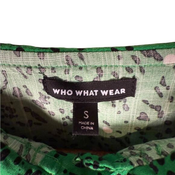 Who What Wear Spots and Dots Vibrant Green Long Sleeve Dress Leopard Print Small - Picture 3 of 7